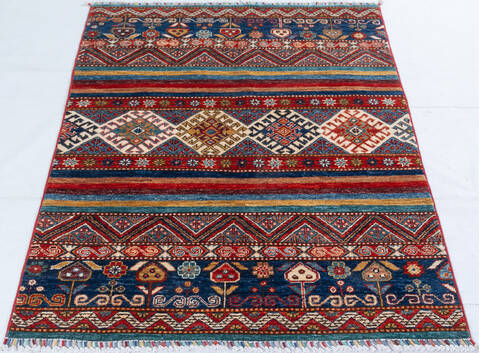 Chobi Red Hand Knotted 34 X 48  Area Rug 700-148231 Image 1