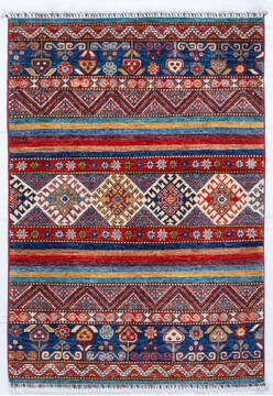 Chobi Red Hand Knotted 3'4" X 4'8"  Area Rug 700-148231