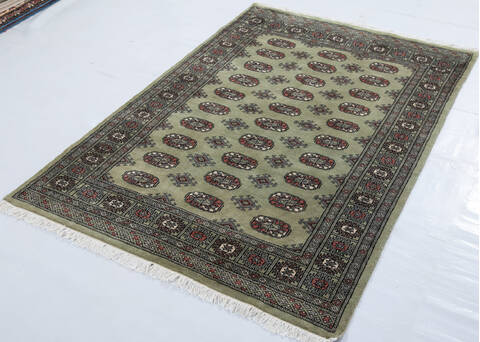 Bokhara Green Hand Knotted 40 X 59  Area Rug 700-148241 Image 2
