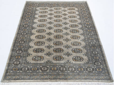 Bokhara Light Gray Hand Knotted 42 X 58  Area Rug 700-148242 Image 1