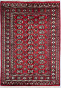 Bokhara Red Hand Knotted 4'1" X 5'10"  Area Rug 700-148257