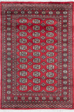 Bokhara Red Hand Knotted 4'1" X 6'1"  Area Rug 700-148258