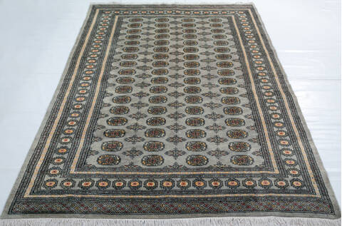 Bokhara Light Gray Hand Knotted 68 X 100  Area Rug 700-148264 Image 1