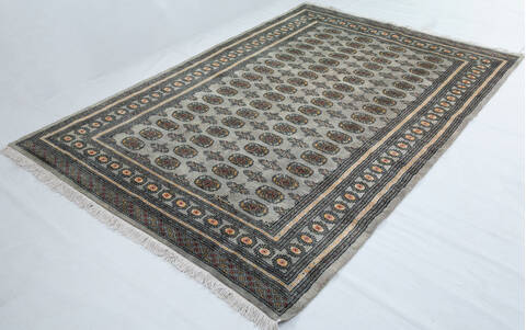 Bokhara Light Gray Hand Knotted 68 X 100  Area Rug 700-148264 Image 2