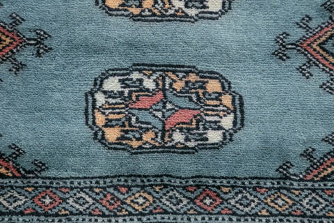 Bokhara Blue Runner Hand Knotted 27 X 910  Area Rug 700-148287 Image 4