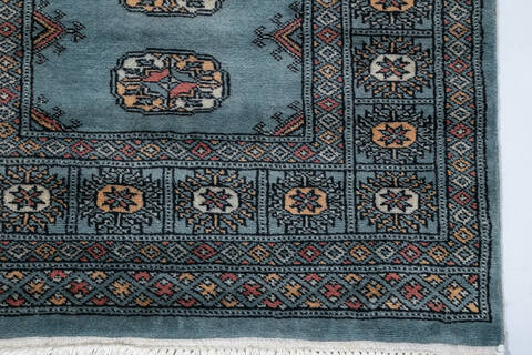 Bokhara Blue Runner Hand Knotted 27 X 910  Area Rug 700-148287 Image 5