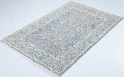 Chobi Light Gray Hand Knotted 310 X 59  Area Rug 700-148291 Image 2