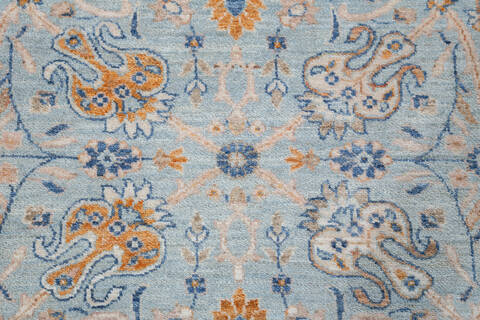 Chobi Light Blue Hand Knotted 81 X 104  Area Rug 700-148294 Image 4