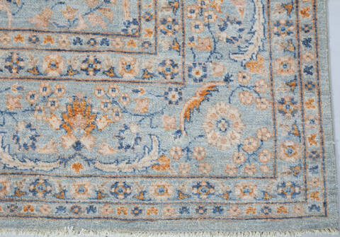 Chobi Light Blue Hand Knotted 81 X 104  Area Rug 700-148294 Image 5