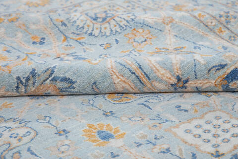 Chobi Light Blue Hand Knotted 81 X 104  Area Rug 700-148294 Image 6
