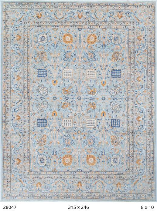 Chobi Light Blue Hand Knotted 81 X 104  Area Rug 700-148294 Image 0