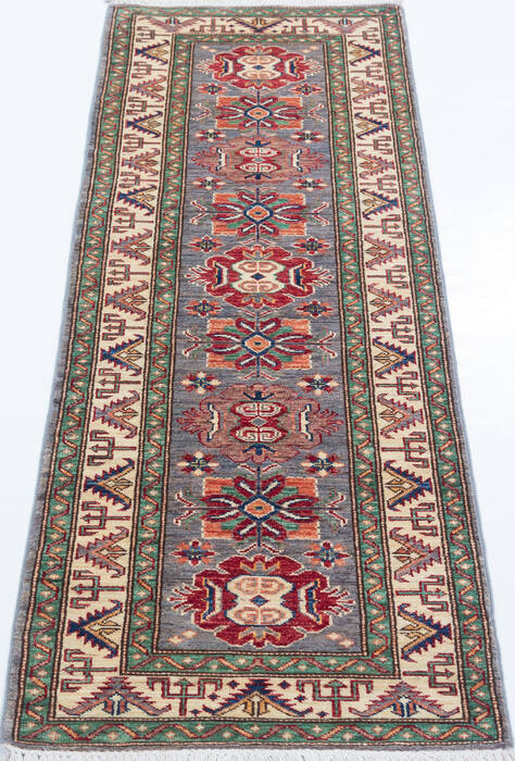 Kazak Grey Runner Hand Knotted 21 X 64  Area Rug 700-148310 Image 1