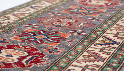 Kazak Grey Runner Hand Knotted 21 X 64  Area Rug 700-148310 Image 3