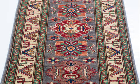 Kazak Grey Runner Hand Knotted 21 X 64  Area Rug 700-148310 Image 5