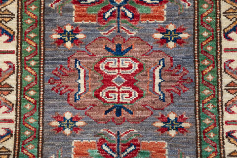 Kazak Grey Runner Hand Knotted 21 X 64  Area Rug 700-148310 Image 6