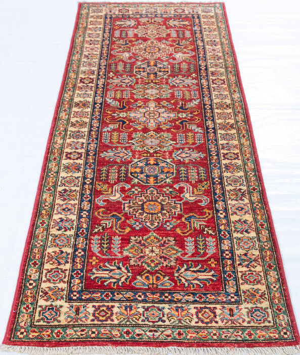 Kazak Red Runner Hand Knotted 27 X 68  Area Rug 700-148311 Image 1