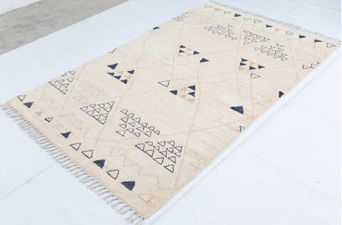 Moroccan Beige Hand Knotted 52 X 82  Area Rug 700-148313 Image 2