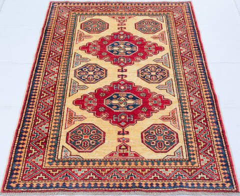 Kazak Beige Hand Knotted 33 X 410  Area Rug 700-148322 Image 1
