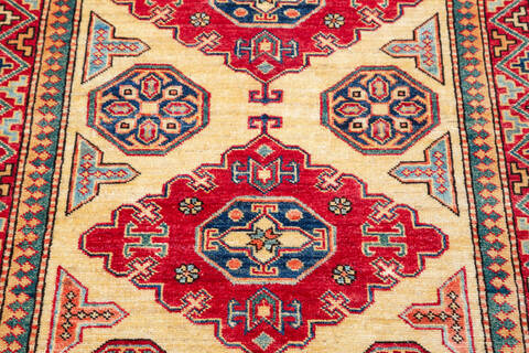 Kazak Beige Hand Knotted 33 X 410  Area Rug 700-148322 Image 3