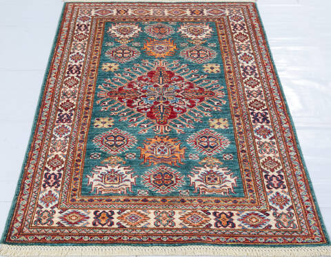 Kazak Green Hand Knotted 33 X 51  Area Rug 700-148325 Image 1