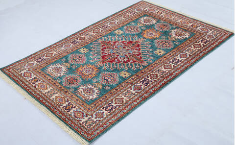 Kazak Green Hand Knotted 33 X 51  Area Rug 700-148325 Image 2