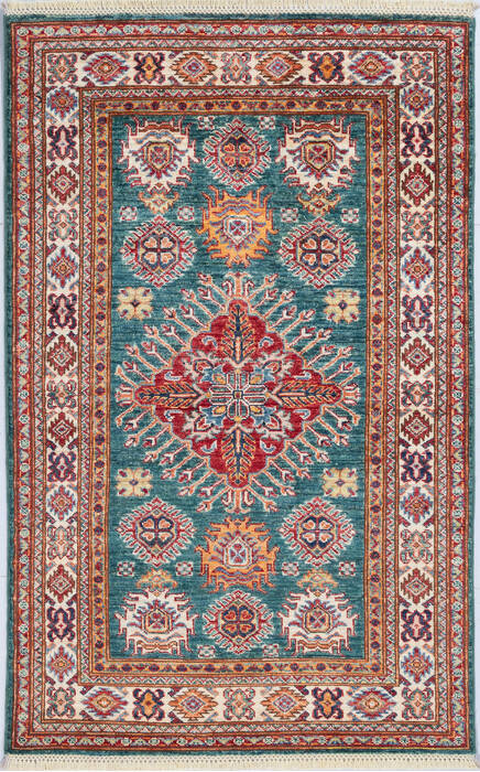 Kazak Green Hand Knotted 33 X 51  Area Rug 700-148325 Image 0