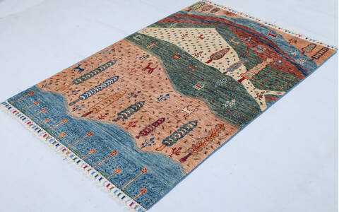 Kazak Multicolor Hand Knotted 33 X 410  Area Rug 700-148329 Image 2