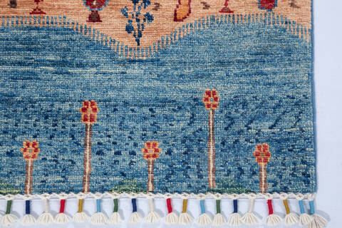 Kazak Multicolor Hand Knotted 33 X 410  Area Rug 700-148329 Image 4