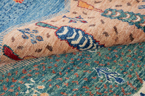 Kazak Multicolor Hand Knotted 33 X 410  Area Rug 700-148329 Image 6