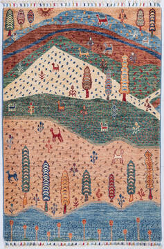 Kazak Multicolor Hand Knotted 3'3" X 4'10"  Area Rug 700-148329