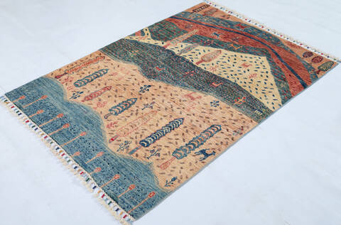Kazak Multicolor Hand Knotted 33 X 410  Area Rug 700-148330 Image 2