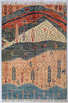 Kazak Multicolor Hand Knotted 3'3" X 4'10"  Area Rug 700-148330