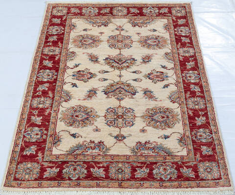 Chobi Beige Hand Knotted 31 X 44  Area Rug 700-148335 Image 1