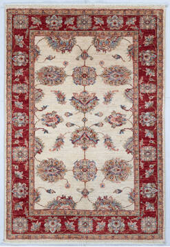 Chobi Beige Hand Knotted 3'1" X 4'7"  Area Rug 700-148336