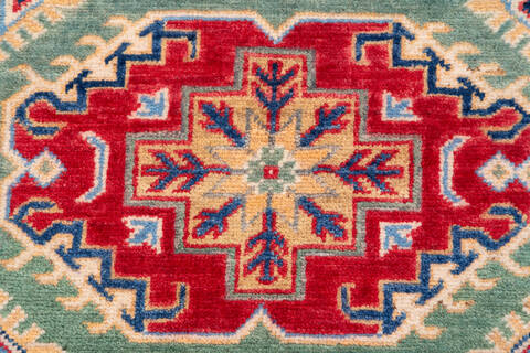 Kazak Green Hand Knotted 34 X 410  Area Rug 700-148343 Image 7