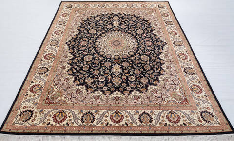 Pak-Persian Black Hand Knotted 82 X 105  Area Rug 700-148346 Image 1