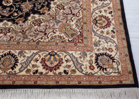 Pak-Persian Black Hand Knotted 82 X 105  Area Rug 700-148346 Image 4