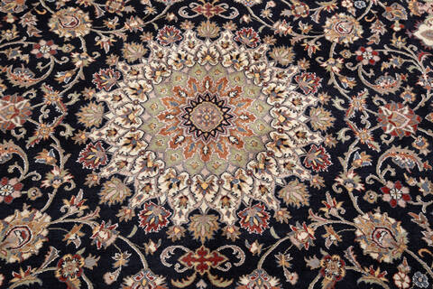 Pak-Persian Black Hand Knotted 82 X 105  Area Rug 700-148346 Image 5