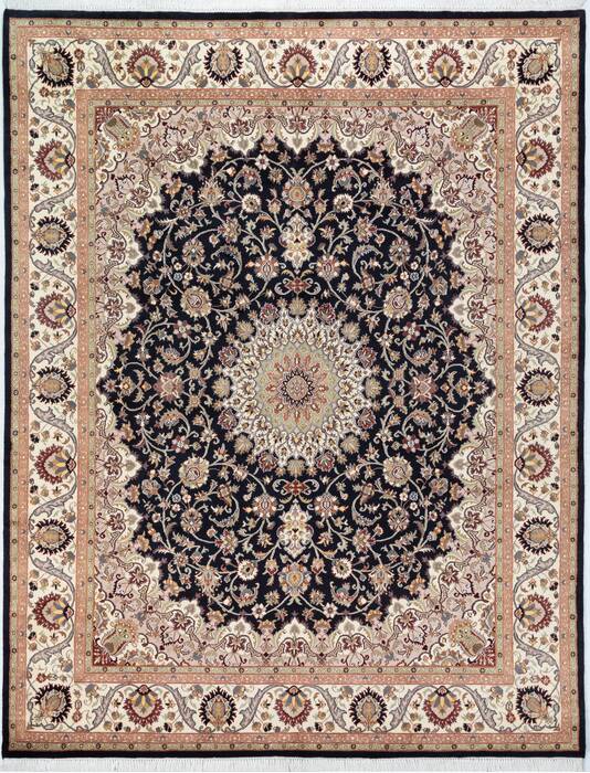 Pak-Persian Black Hand Knotted 82 X 105  Area Rug 700-148346 Image 0