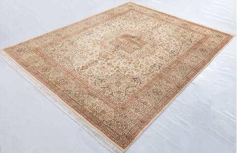 Pak-Persian Beige Hand Knotted 81 X 103  Area Rug 700-148348 Image 2