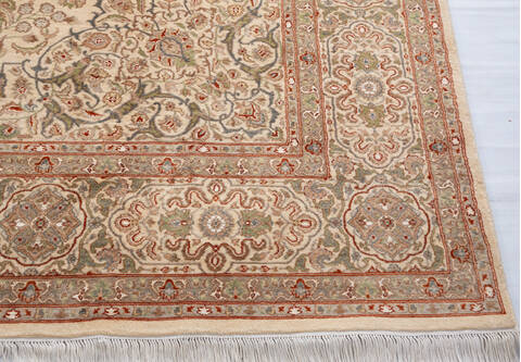 Pak-Persian Beige Hand Knotted 81 X 103  Area Rug 700-148348 Image 4