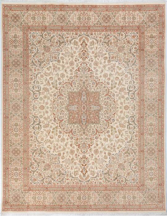 Pak-Persian Beige Hand Knotted 81 X 103  Area Rug 700-148348 Image 0