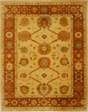 Indian Ziegler Yellow Rectangle 8x10 ft Wool Carpet 15597
