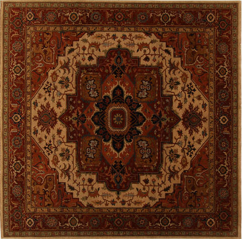Serapi Beige Square Hand Knotted 910 X 910  Area Rug 251-15649 Image 0
