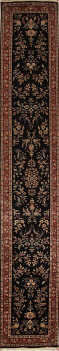 Sarouk Black Runner Hand Knotted 28 X 161  Area Rug 251-15724 Image 0