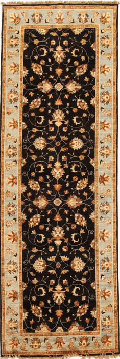 Pishavar Black Runner Hand Knotted 41 X 125  Area Rug 250-15795 Image 0