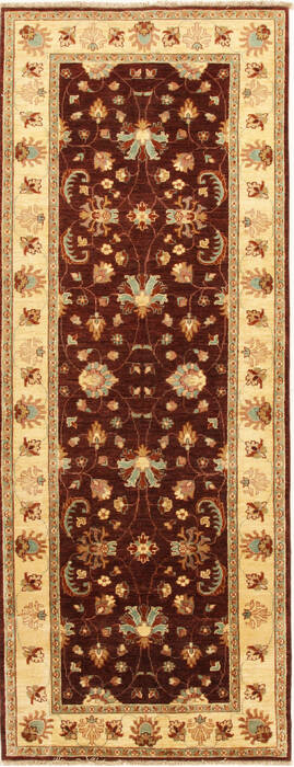 Pishavar Brown Runner Hand Knotted 42 X 105  Area Rug 250-15799 Image 0