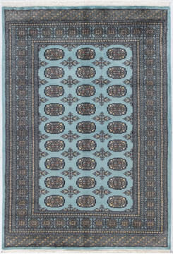 Bokhara Light Blue Hand Knotted 4'8" X 6'8"  Area Rug 700-155551