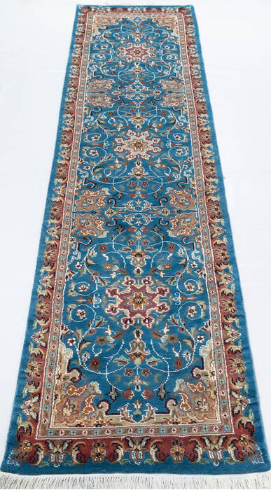 Pak-Persian Blue Runner Hand Knotted 26 X 1011  Area Rug 700-155558 Image 1