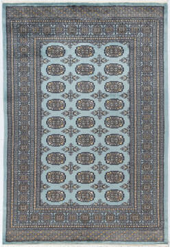 Bokhara Light Blue Hand Knotted 4'7" X 6'9"  Area Rug 700-155585